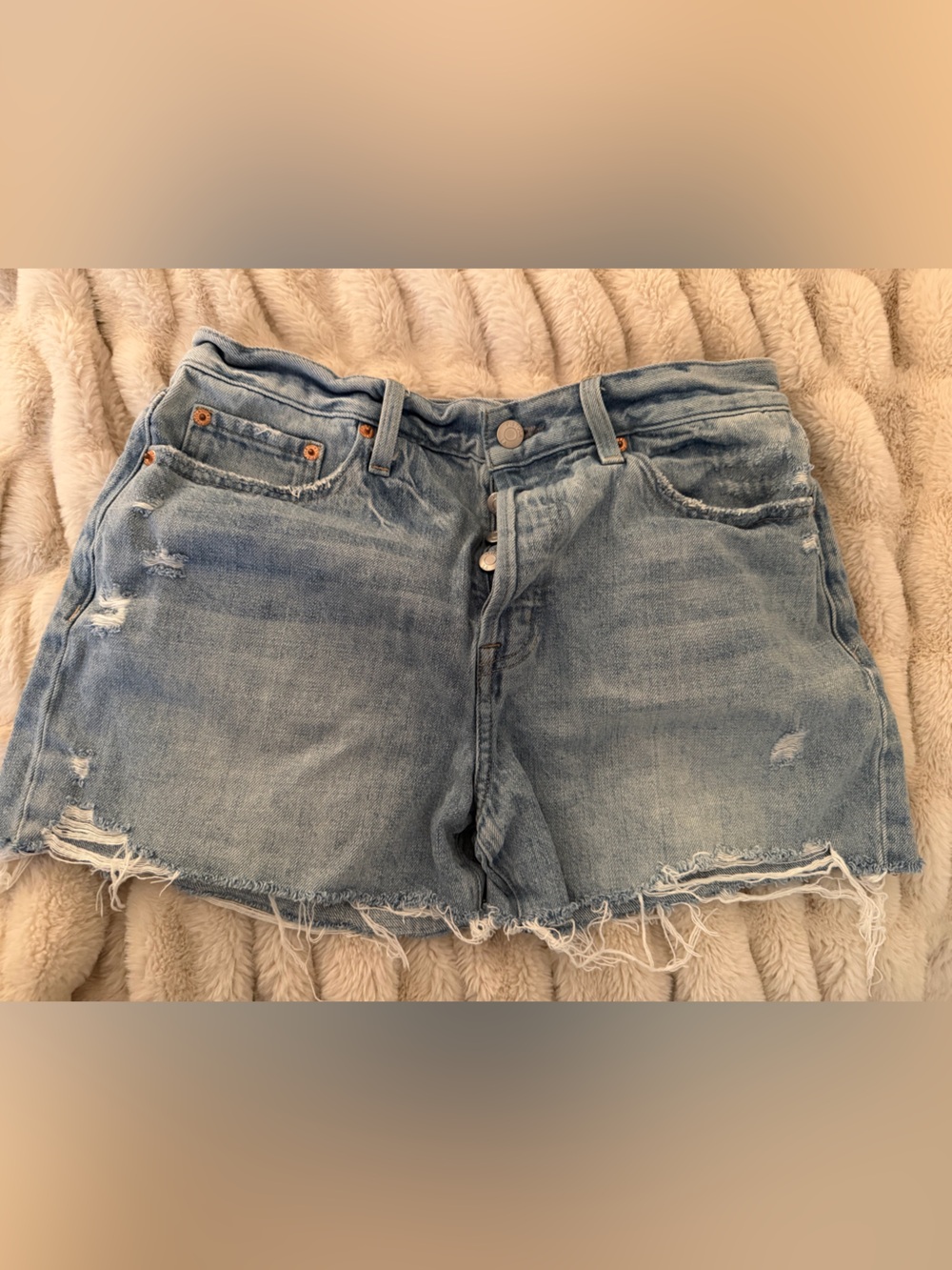 pistola Light Wash Distressed Denim Shorts